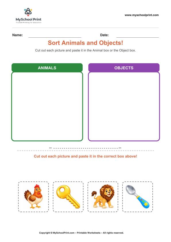 Cut and Paste Worksheet 53 for Kids