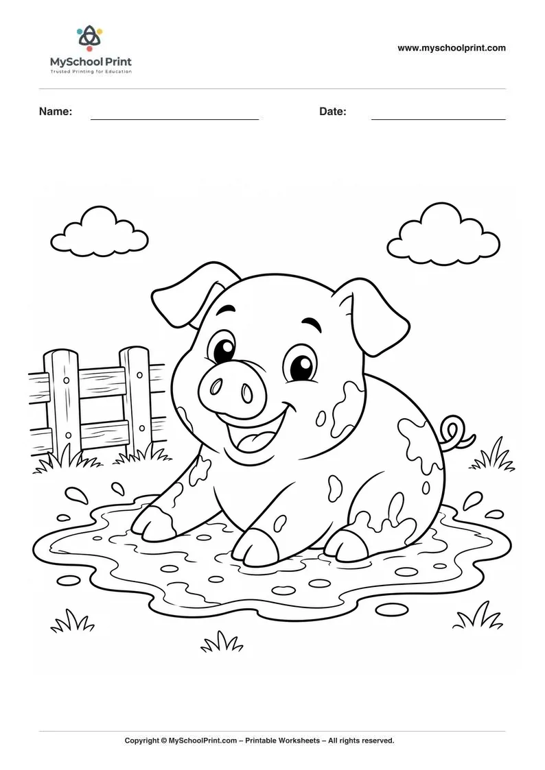 Pig coloring page for kids