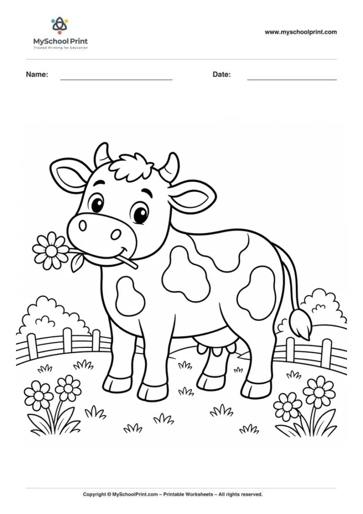 Cow coloring page for kids
