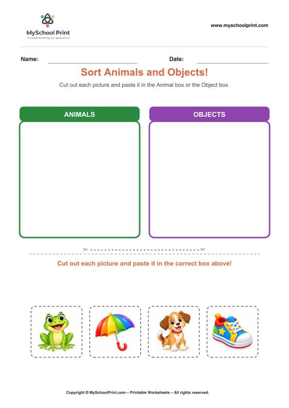 Cut and Paste Worksheet 54 for Kids