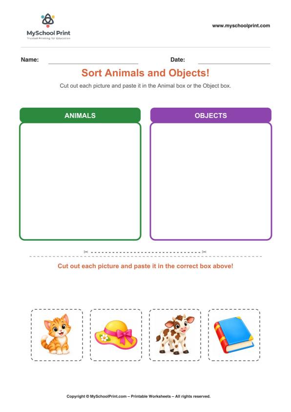 Cut and Paste Worksheet 55 for Kids