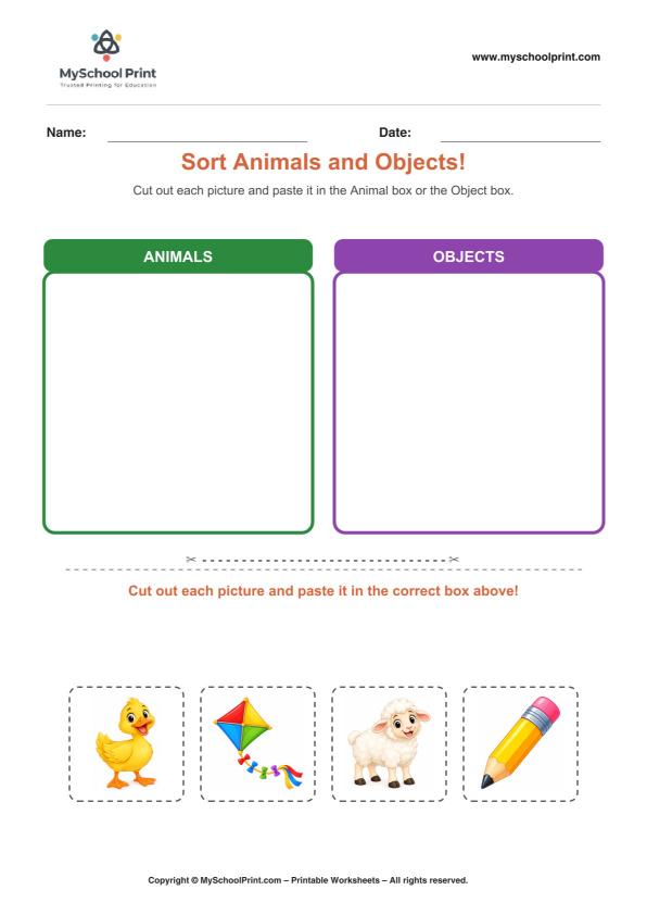 Cut and Paste Worksheet 57 for Kids