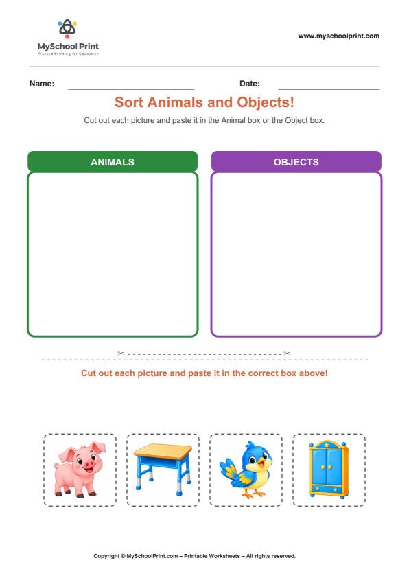Cut and Paste Worksheet 59 for Kids