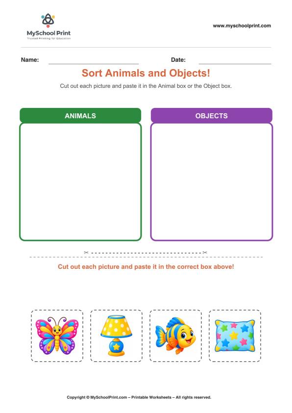 Cut and Paste Worksheet 60 for Kids
