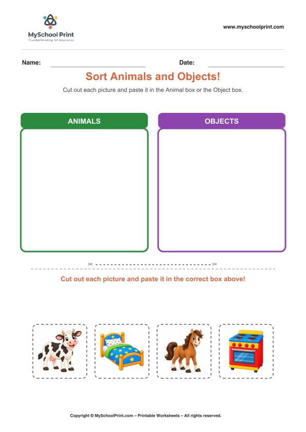 Cut and Paste Worksheet 61 for Kids