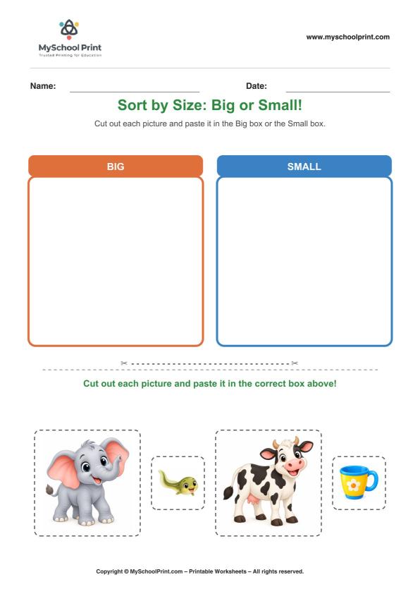 Cut and Paste Worksheet 64 for Kids