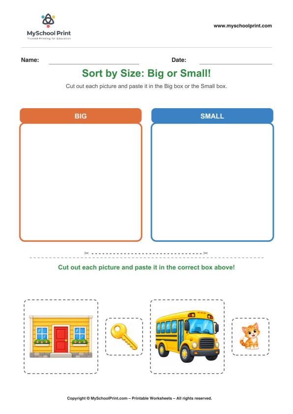 Cut and Paste Worksheet 67 for Kids