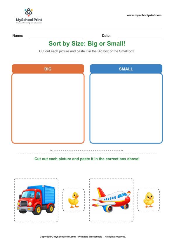 Cut and Paste Worksheet 68 for Kids