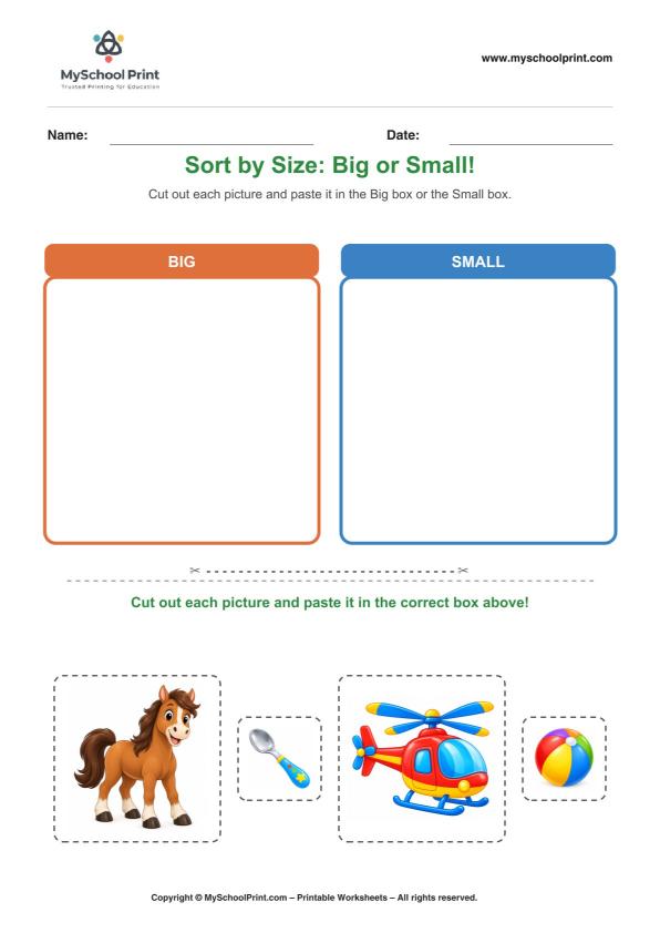 Cut and Paste Worksheet 70 for Kids