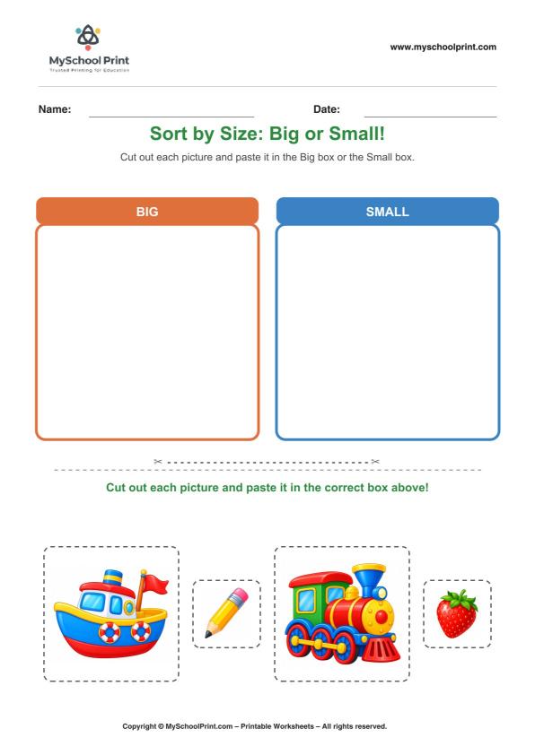 Cut and Paste Worksheet 71 for Kids