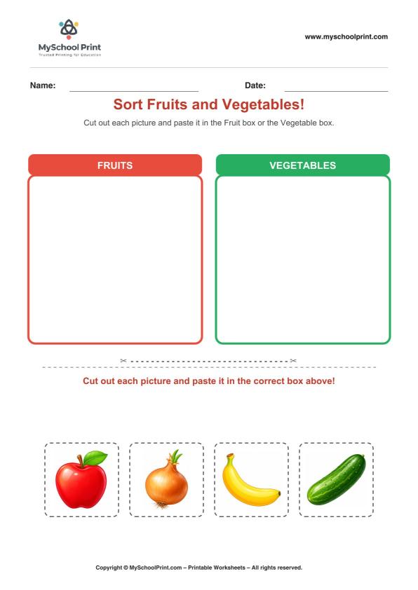 Cut and Paste Worksheet 72 for Kids