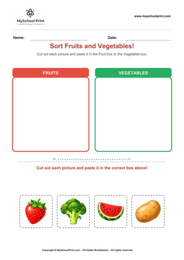 Cut and Paste Worksheet 74 for Kids