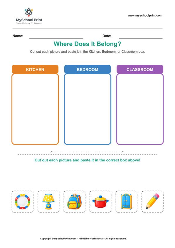 Cut and Paste Worksheet 93 for Kids