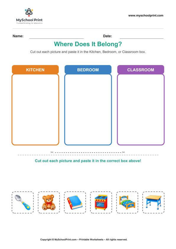 Cut and Paste Worksheet 94 for Kids