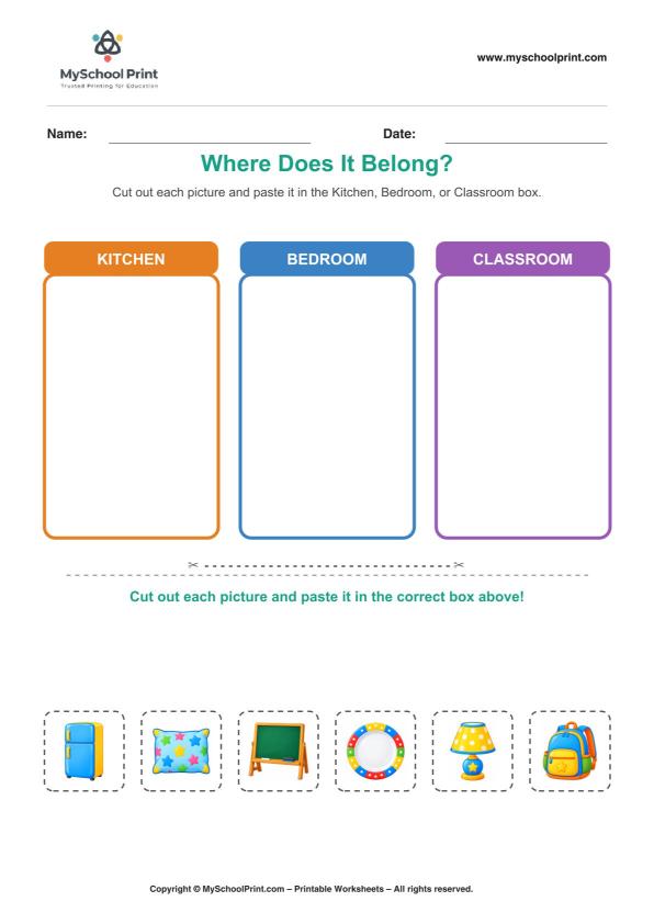Cut and Paste Worksheet 95 for Kids