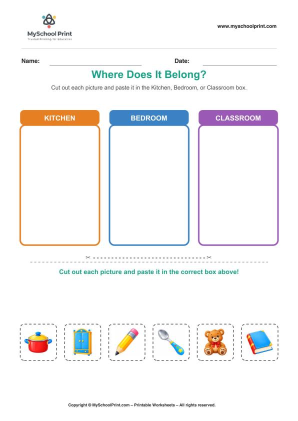 Cut and Paste Worksheet 96 for Kids