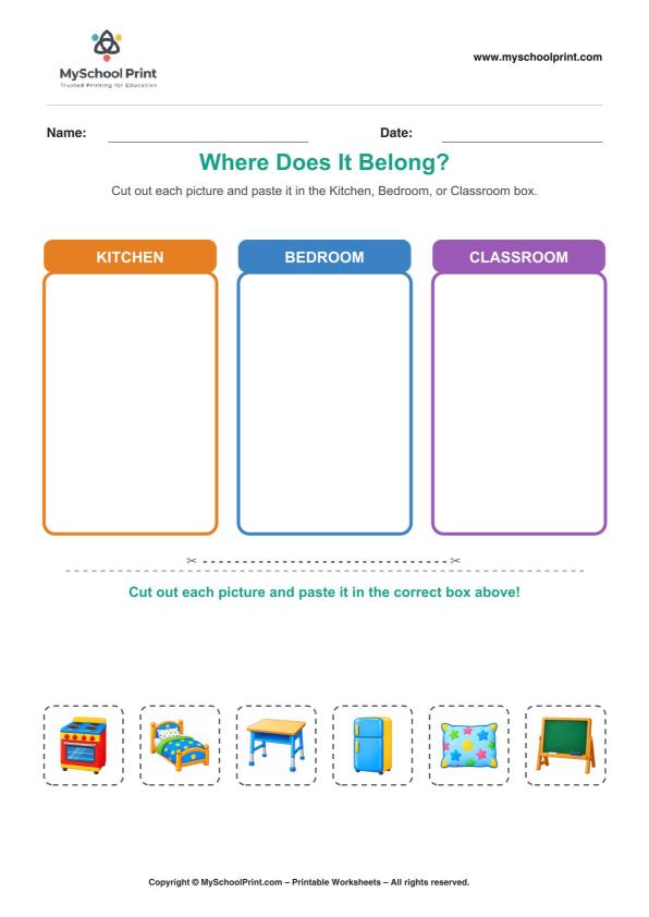 Cut and Paste Worksheet 97 for Kids