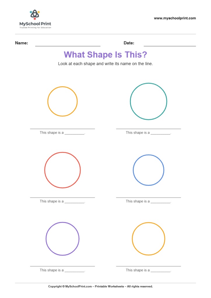 basic nameshape circle worksheet for kindergarten kids