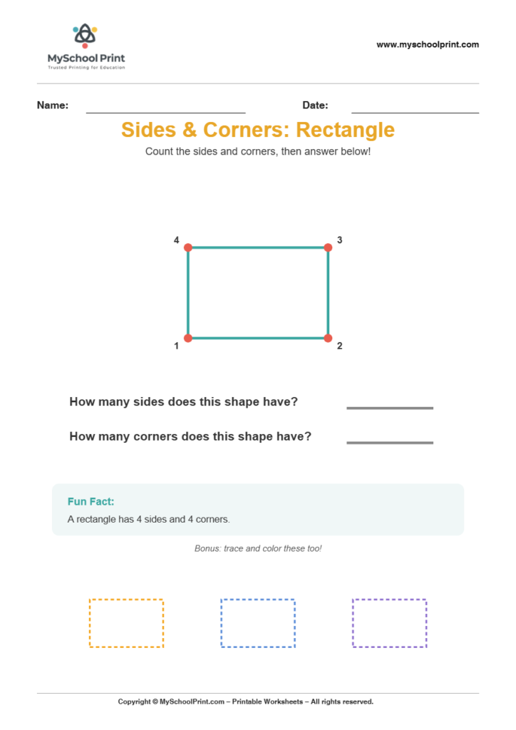 basic sidescorners rectangle worksheet for kindergarten kids