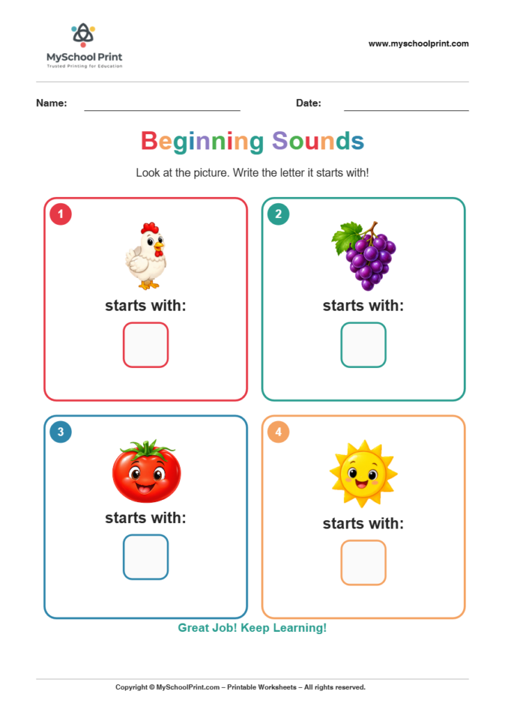 beginning sound worksheet 2 for kindergarten phonics