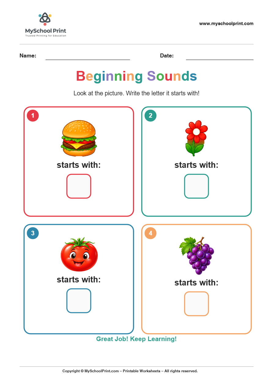 beginning sound worksheet 3 for kindergarten phonics