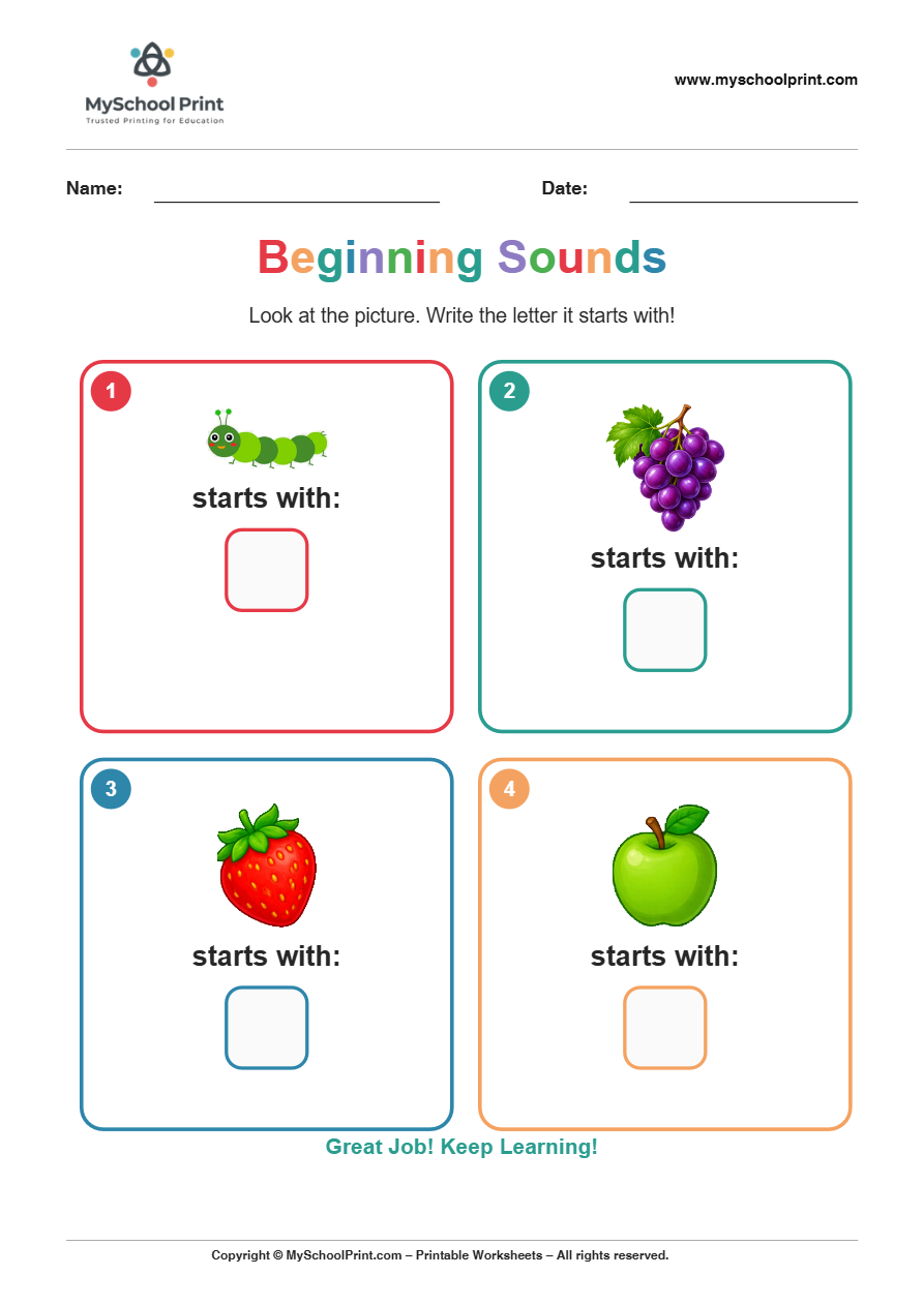 beginning sound worksheet 5 for kindergarten phonics