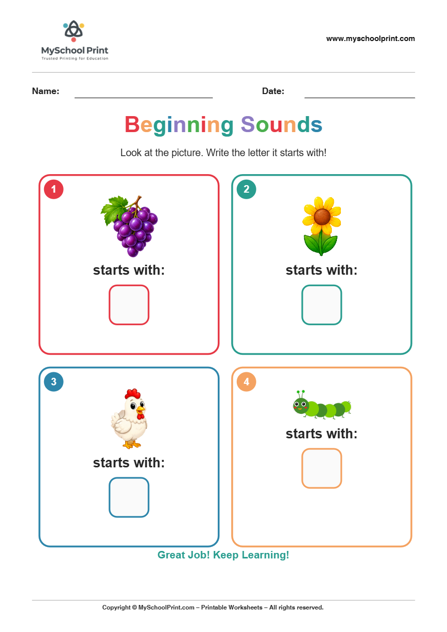 beginning sound worksheet 6 for kindergarten phonics