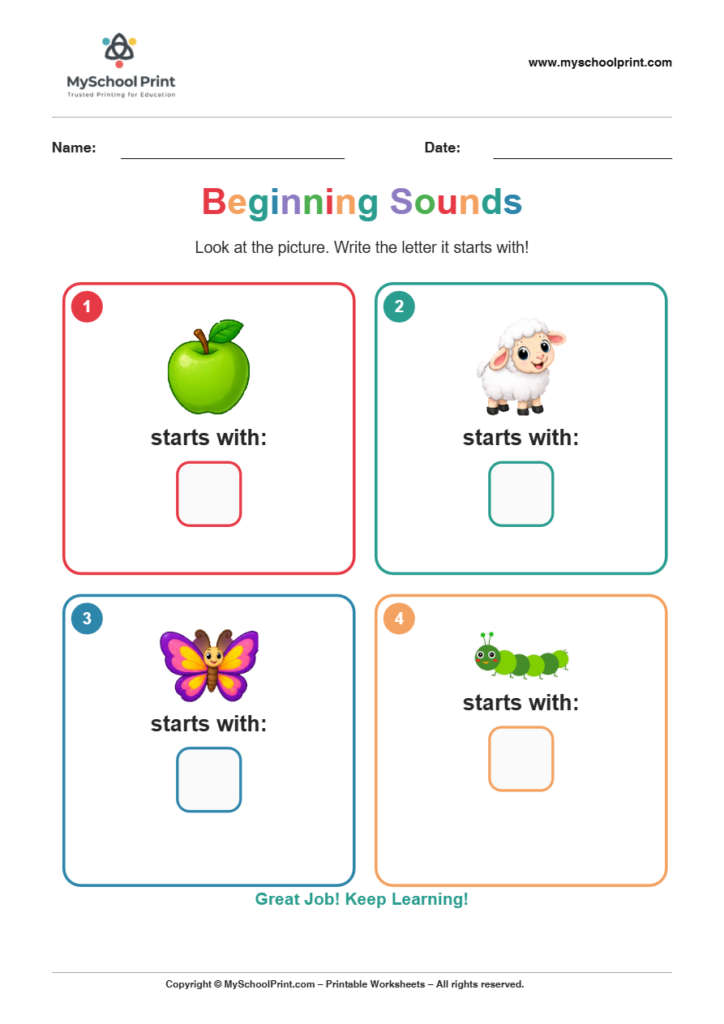 beginning sound worksheet 7 for kindergarten phonics