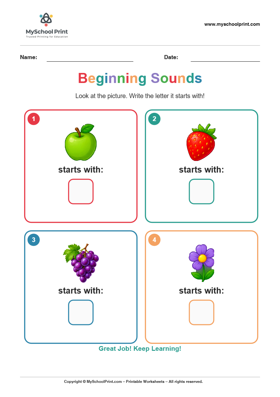 beginning sound worksheet 8 for kindergarten phonics