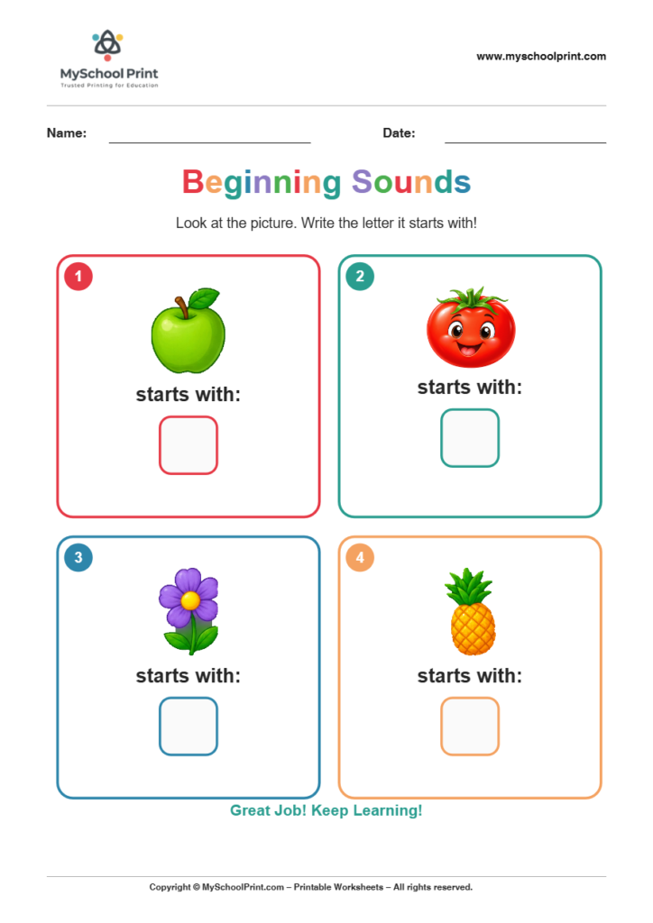beginning sound worksheet 9 for kindergarten phonics