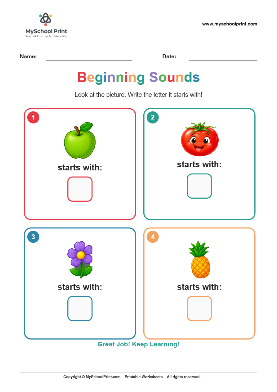 beginning sound worksheet 9 for kindergarten phonics