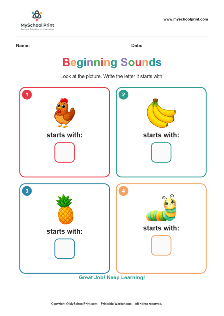 beginning sound worksheet 10 for kindergarten phonics