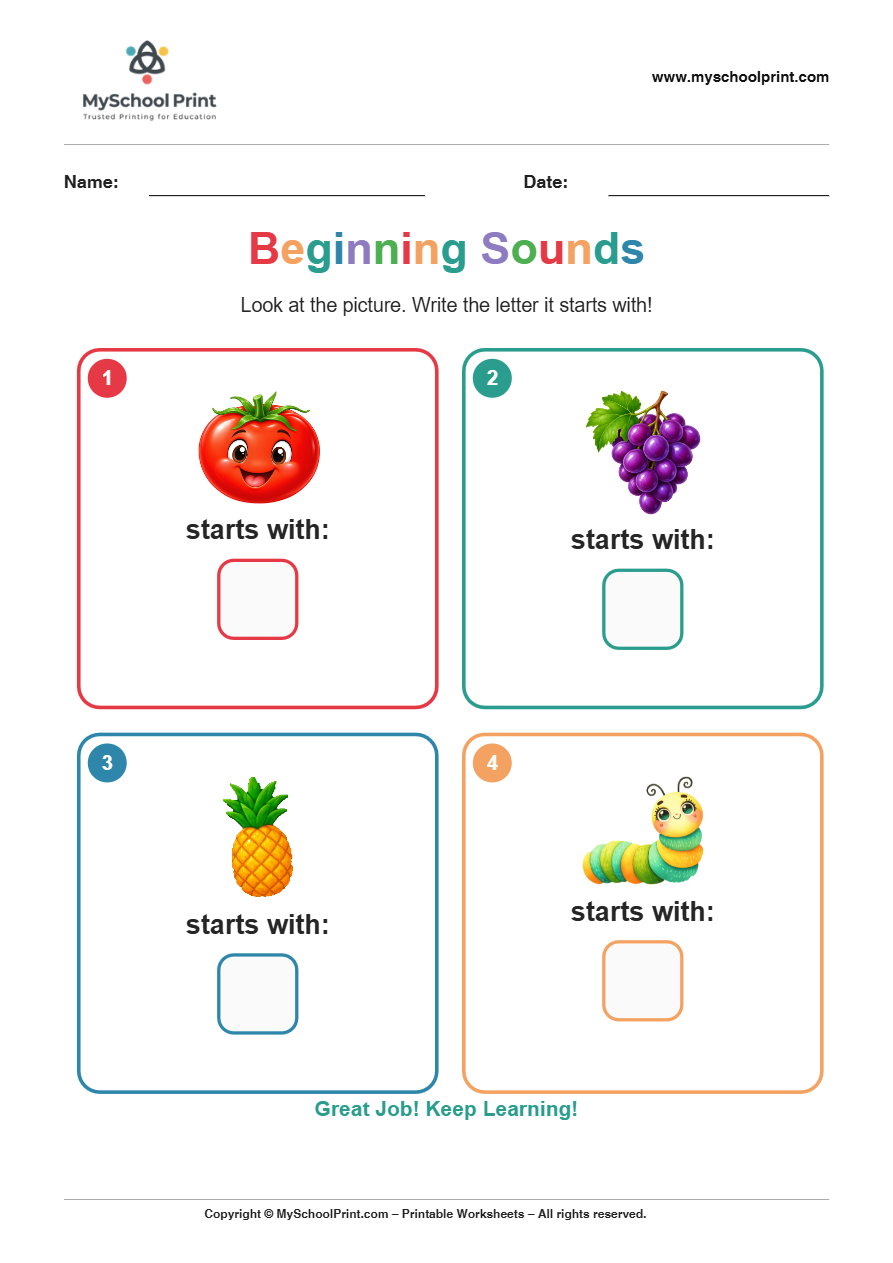 beginning sound worksheet 14 for kindergarten phonics