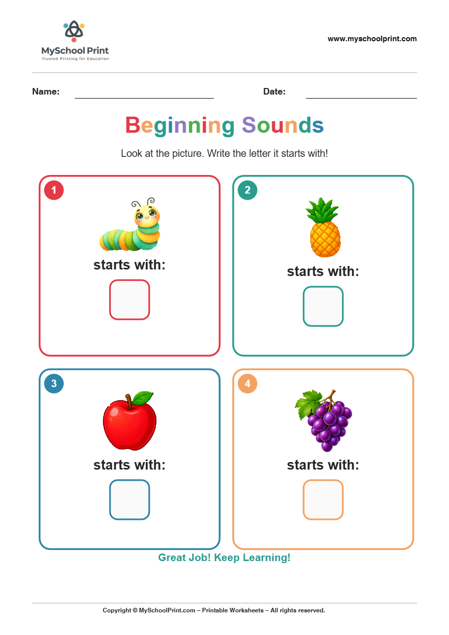 beginning sound worksheet 15 for kindergarten phonics