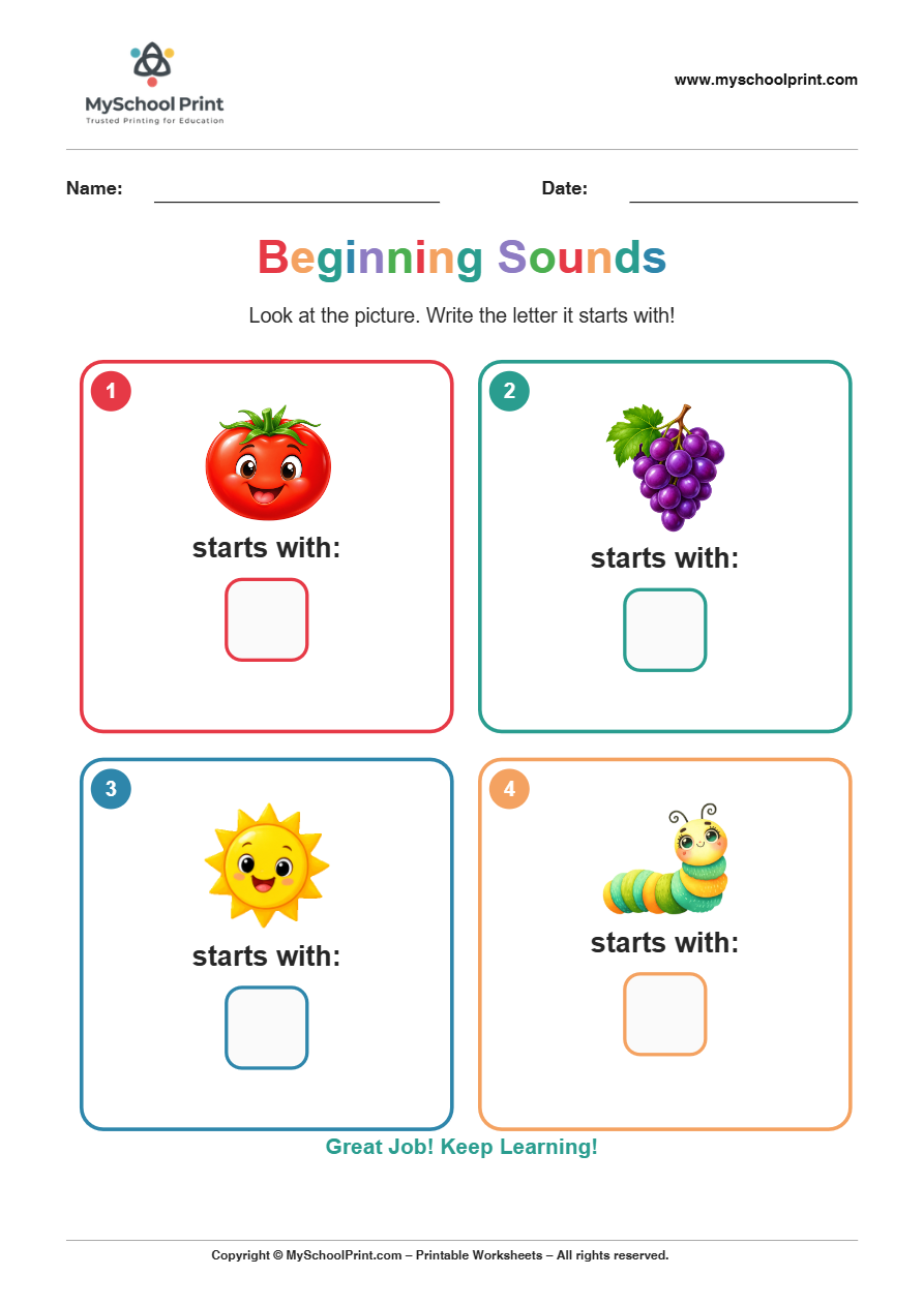 beginning sound worksheet 16 for kindergarten phonics