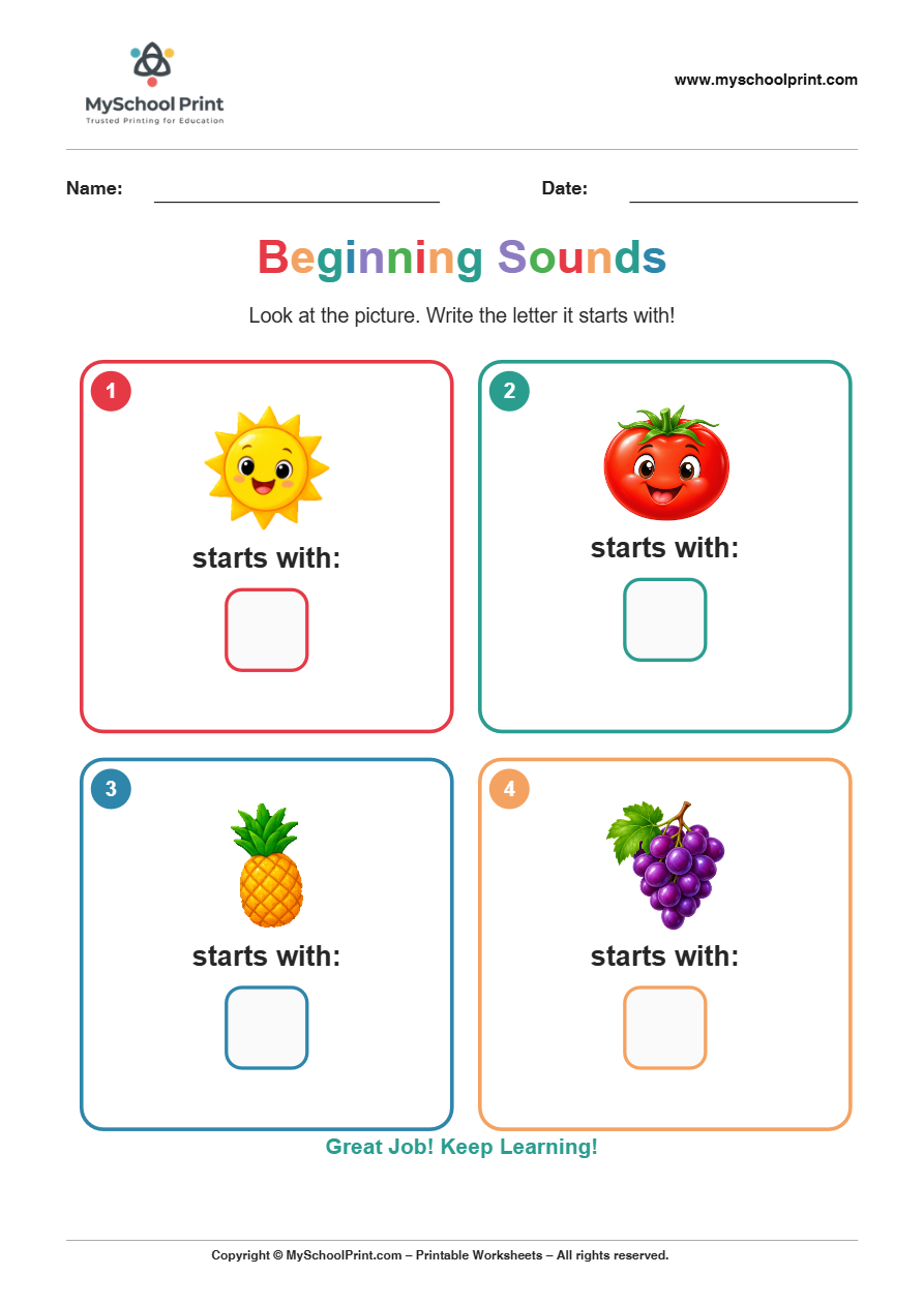 beginning sound worksheet 18 for kindergarten phonics