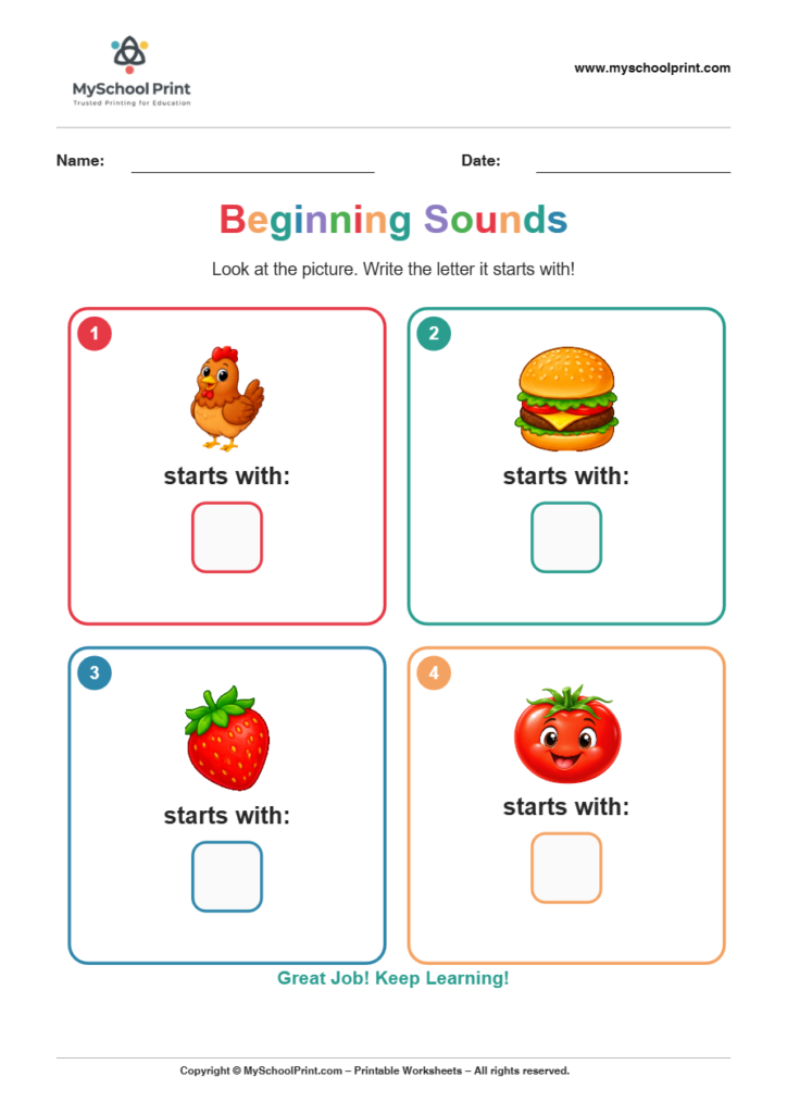 beginning sound worksheet 22 for kindergarten phonics
