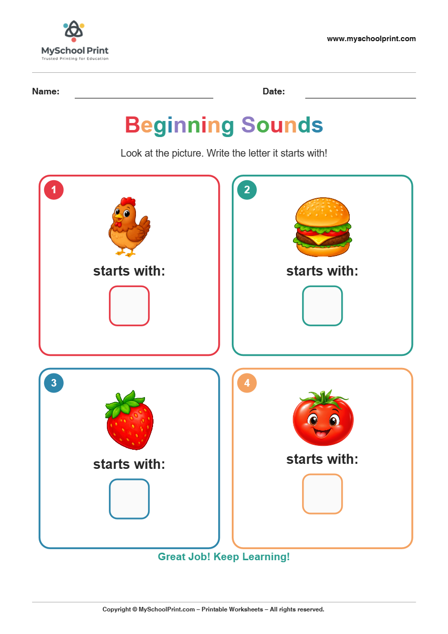 beginning sound worksheet 22 for kindergarten phonics