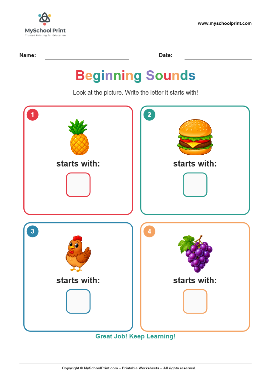 beginning sound worksheet 24 for kindergarten phonics