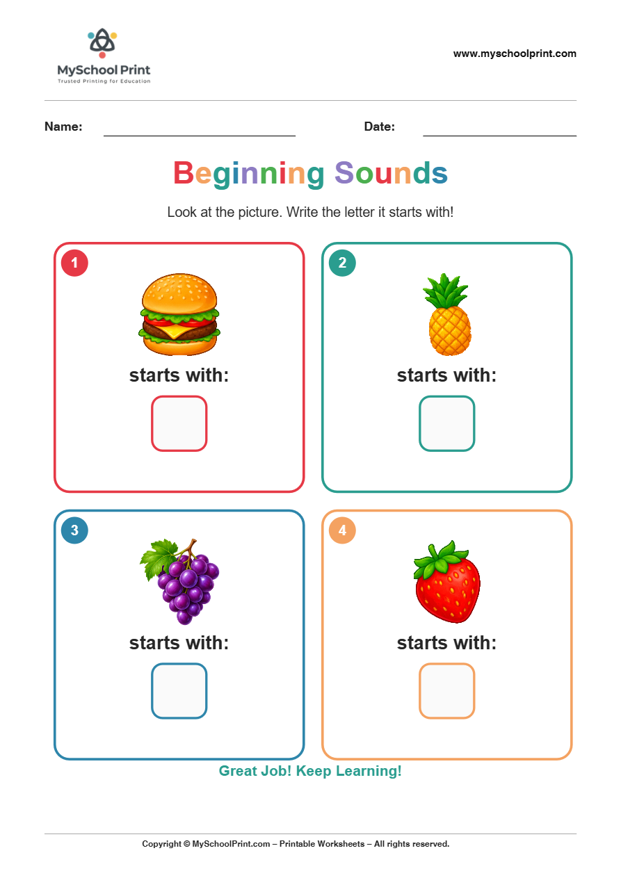 beginning sound worksheet 27 for kindergarten phonics