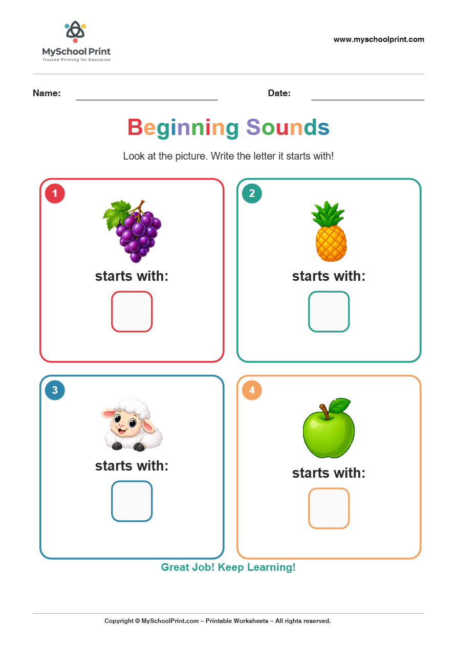 beginning sound worksheet 30 for kindergarten phonics