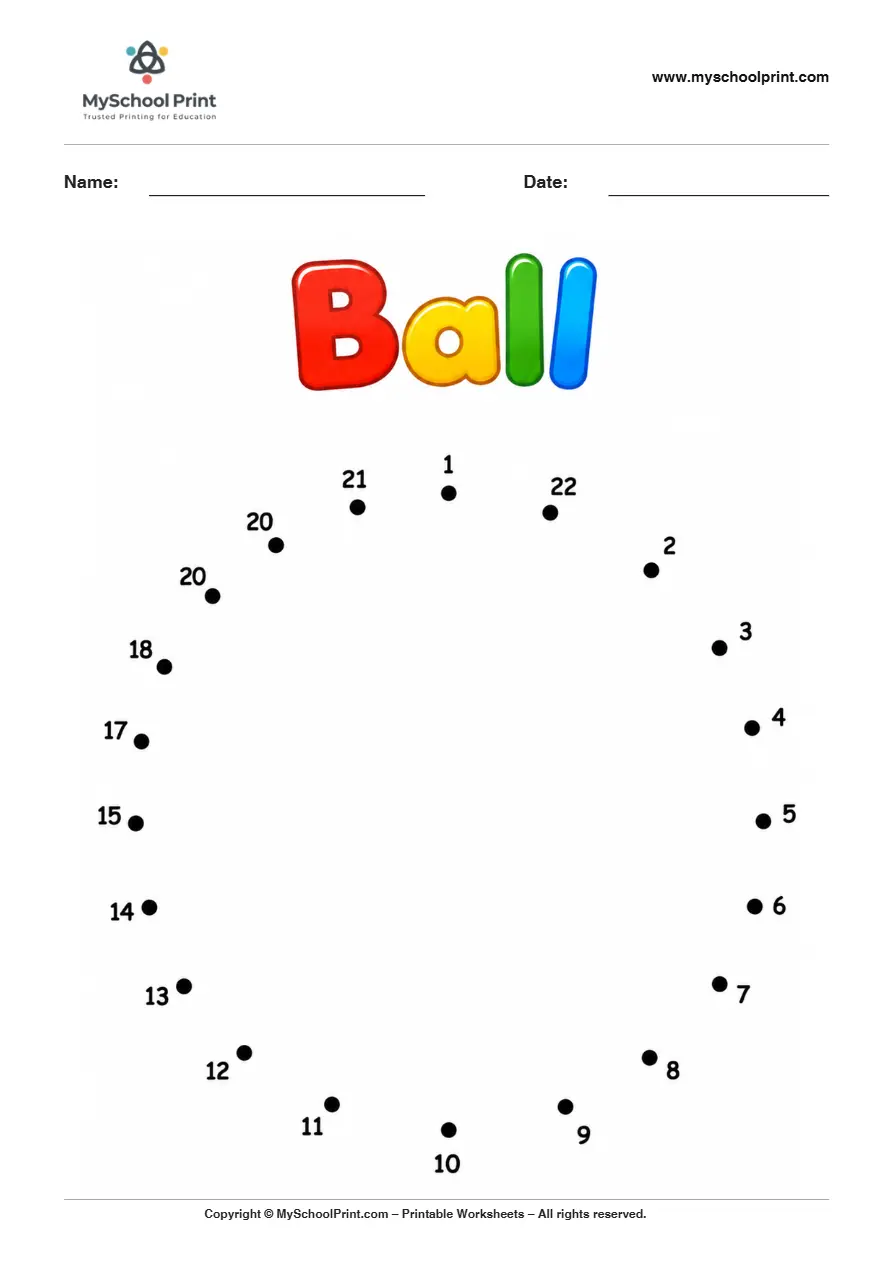 Ball dot to dot worksheet for kids