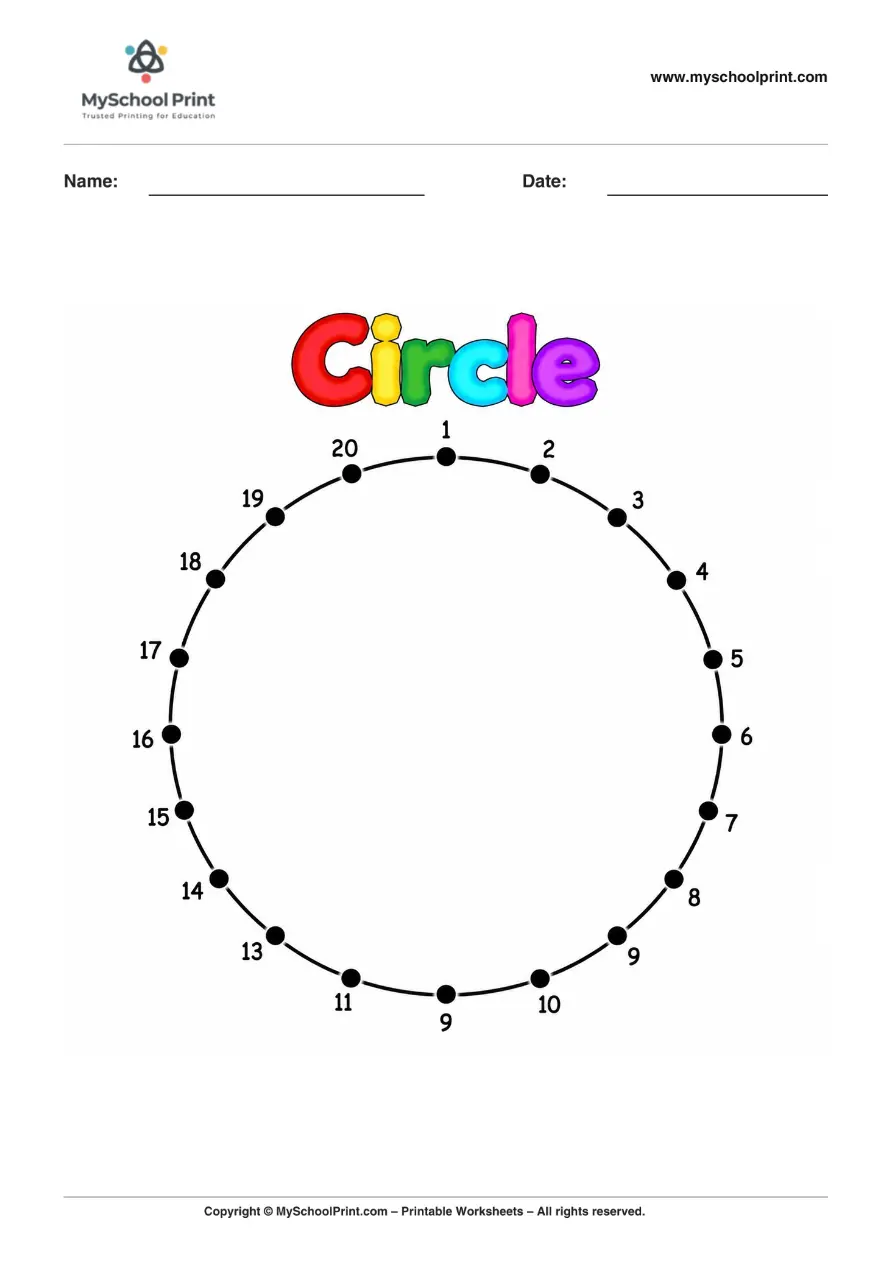 Dot to Dot Circle Coloring Worksheet for Kids