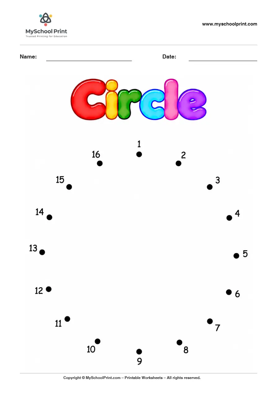 Circle dot to dot worksheet for kids