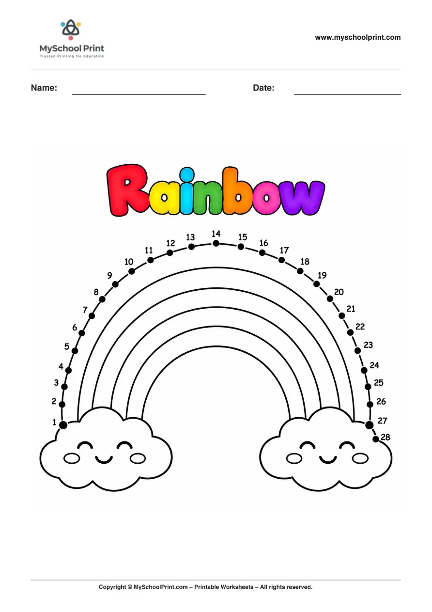 Dot to Dot Cloud 3 Coloring Worksheet for Kids