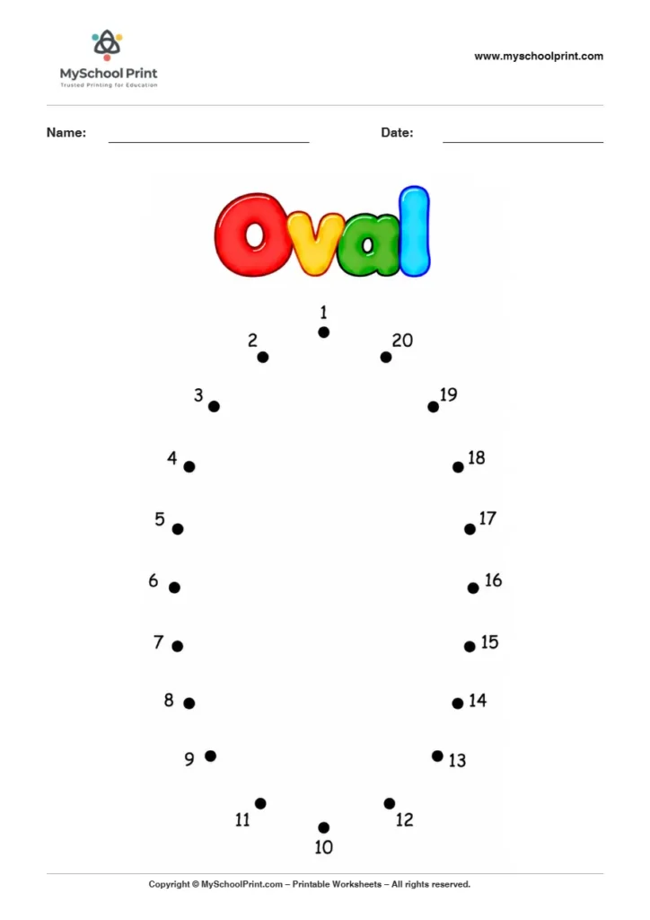 Oval dot to dot worksheet for kids