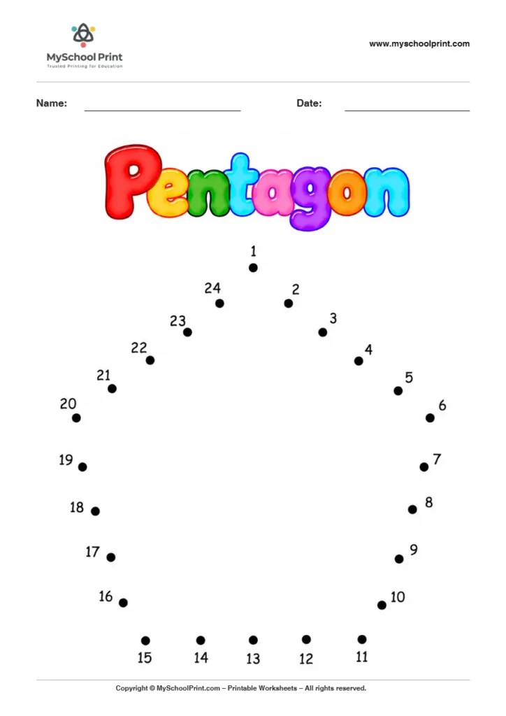 Pentagon dot to dot worksheet for kids