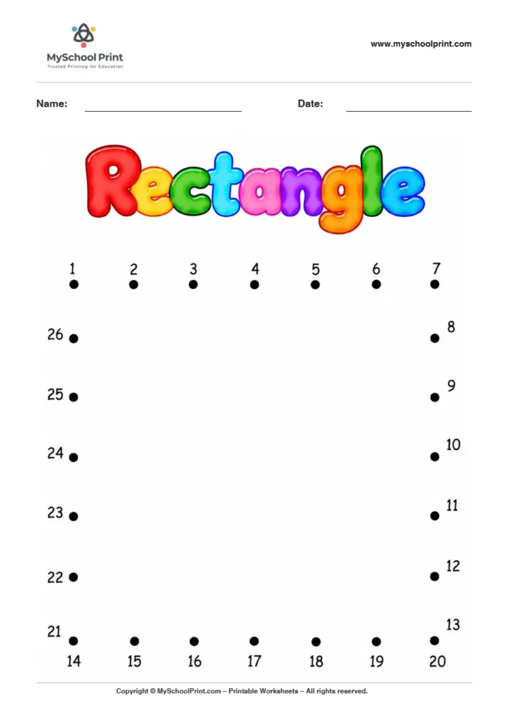 Rectangle dot to dot worksheet for kids