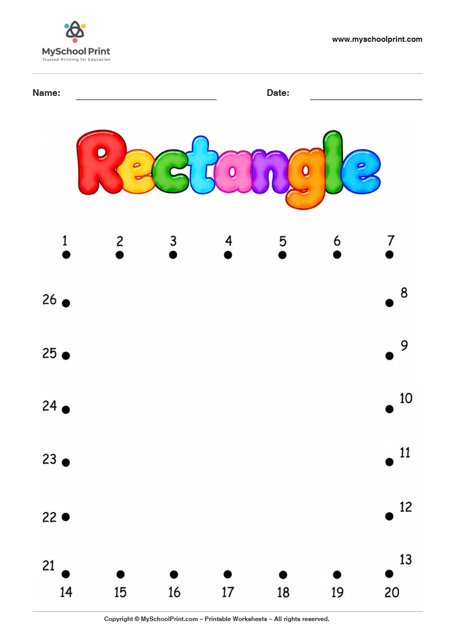 Rectangle dot to dot worksheet for kids