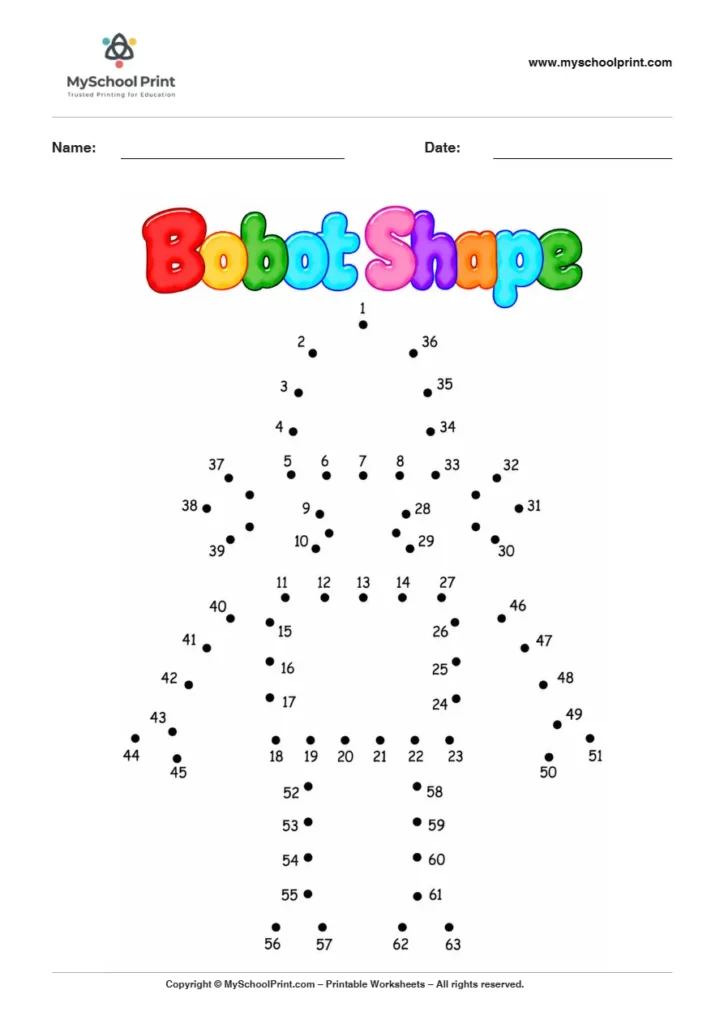 Robot Shape dot to dot worksheet for kids